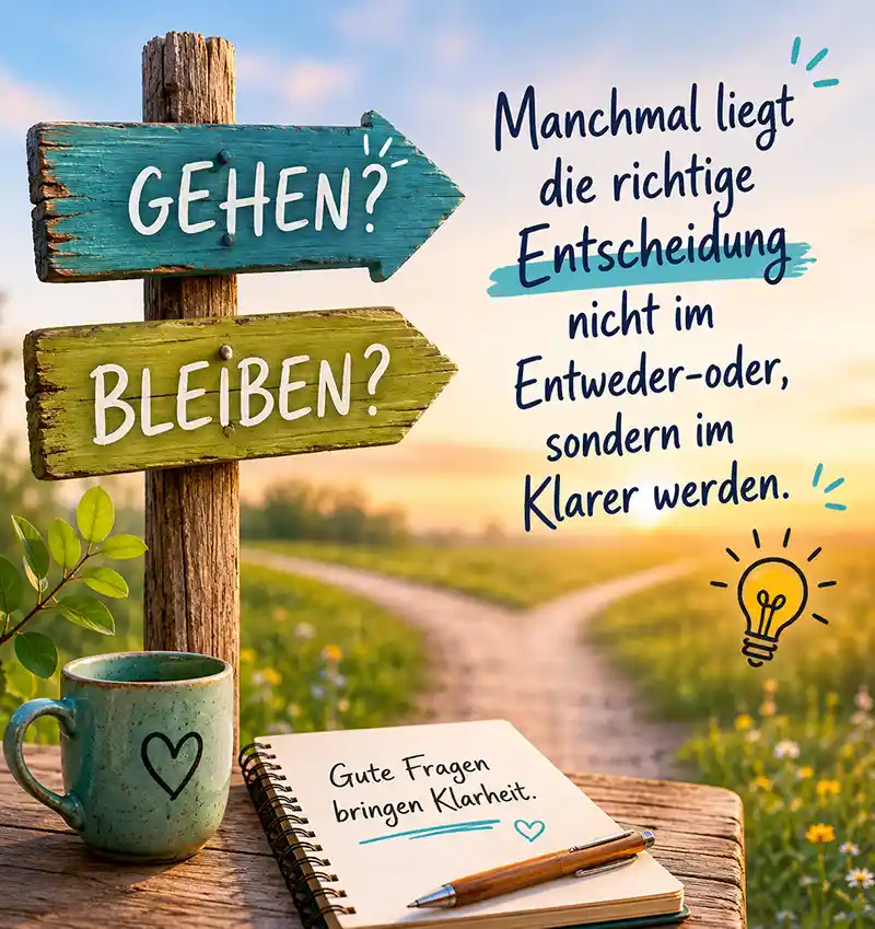 gehne oder bleiben Im Coaching werde ich häufig gefragt: „Soll ich gehen oder im Job bleiben?“